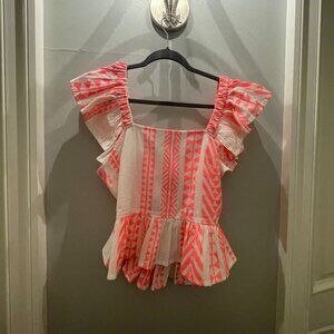 Francesca's Pink and White Tie Top